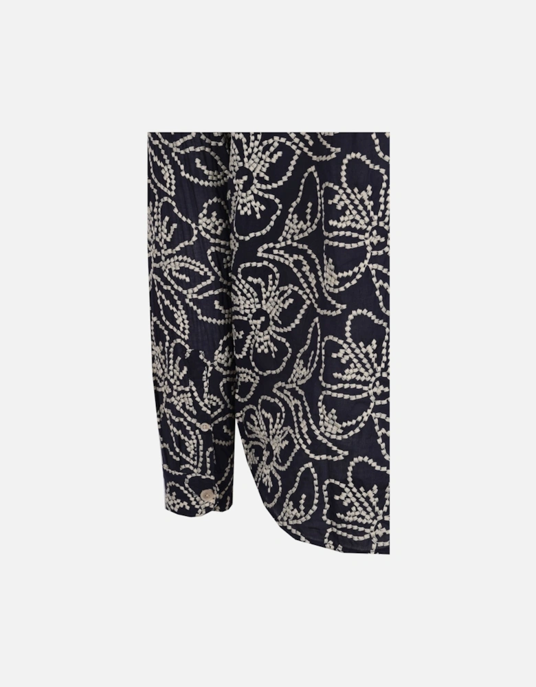 LS REG FIT FLORAL SHIRT NAVY