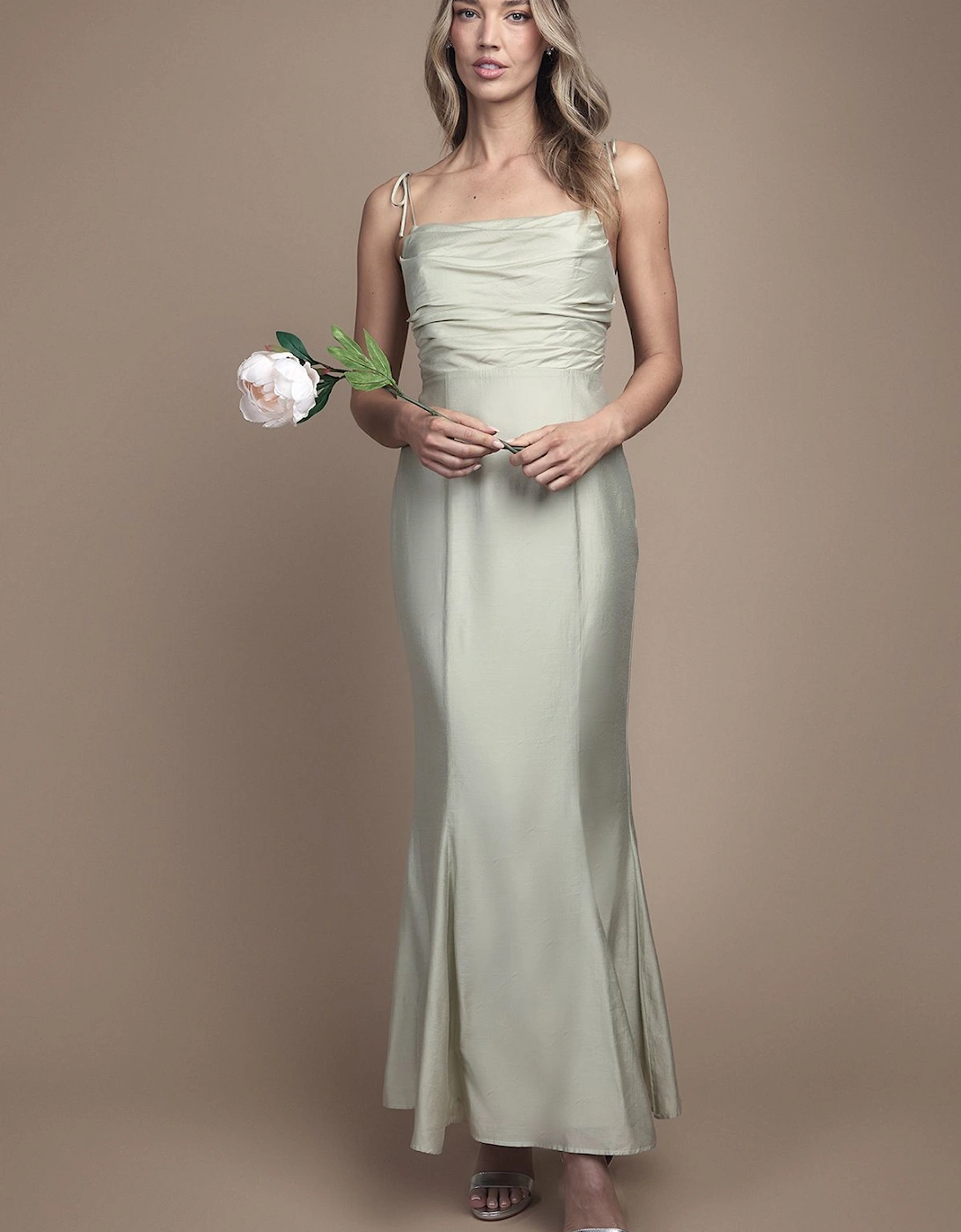 Satin Strappy Cowl Neck Bridesmaid Dress, 2 of 1