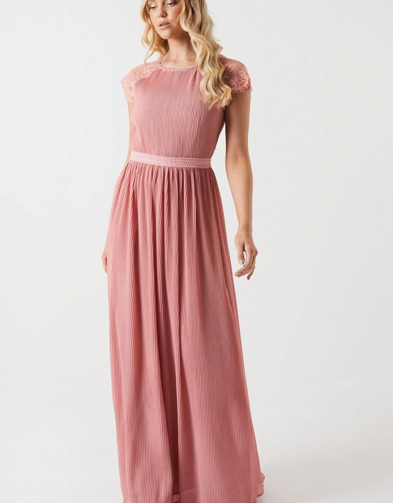 Delicate Lace Bodice Maxi Bridesmaid Dress