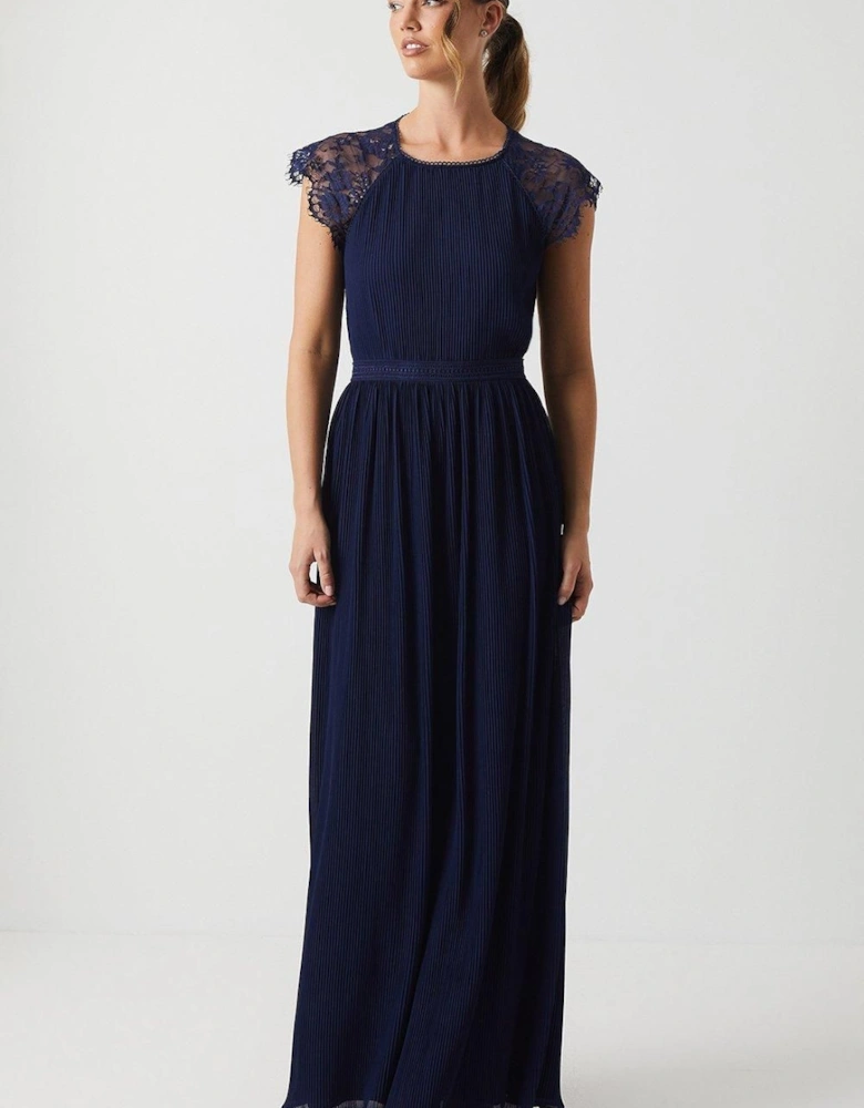 Delicate Lace Bodice Maxi Bridesmaid Dress