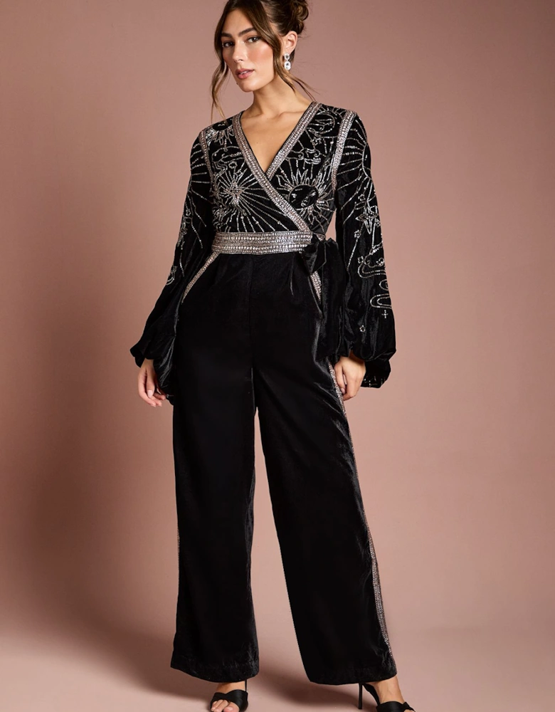 Wrap Top Celestial Velvet Jumpsuit