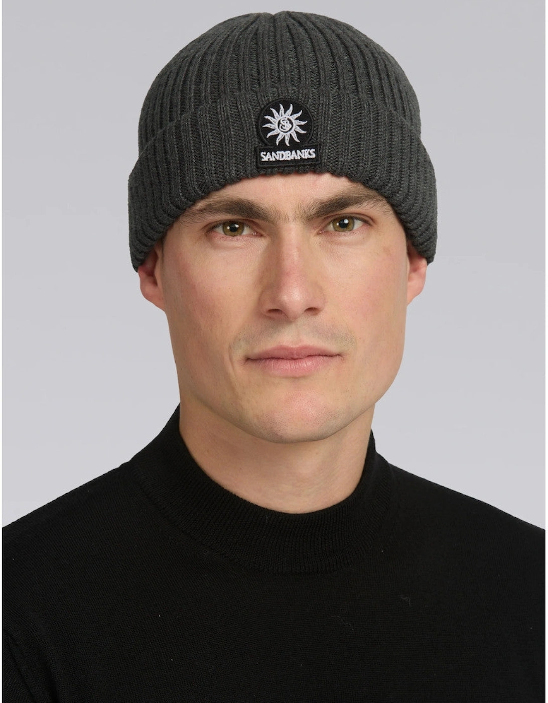 Merino Wool Ribbed Beanie Anthracite