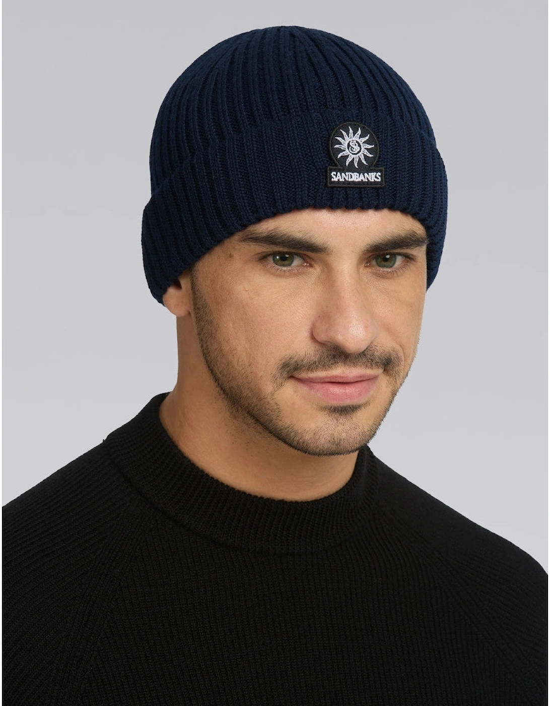 Merino Wool Ribbed Beanie Navy