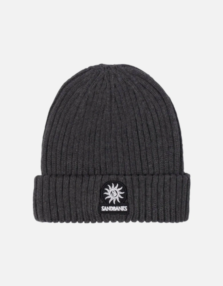 Merino Wool Ribbed Beanie Anthracite