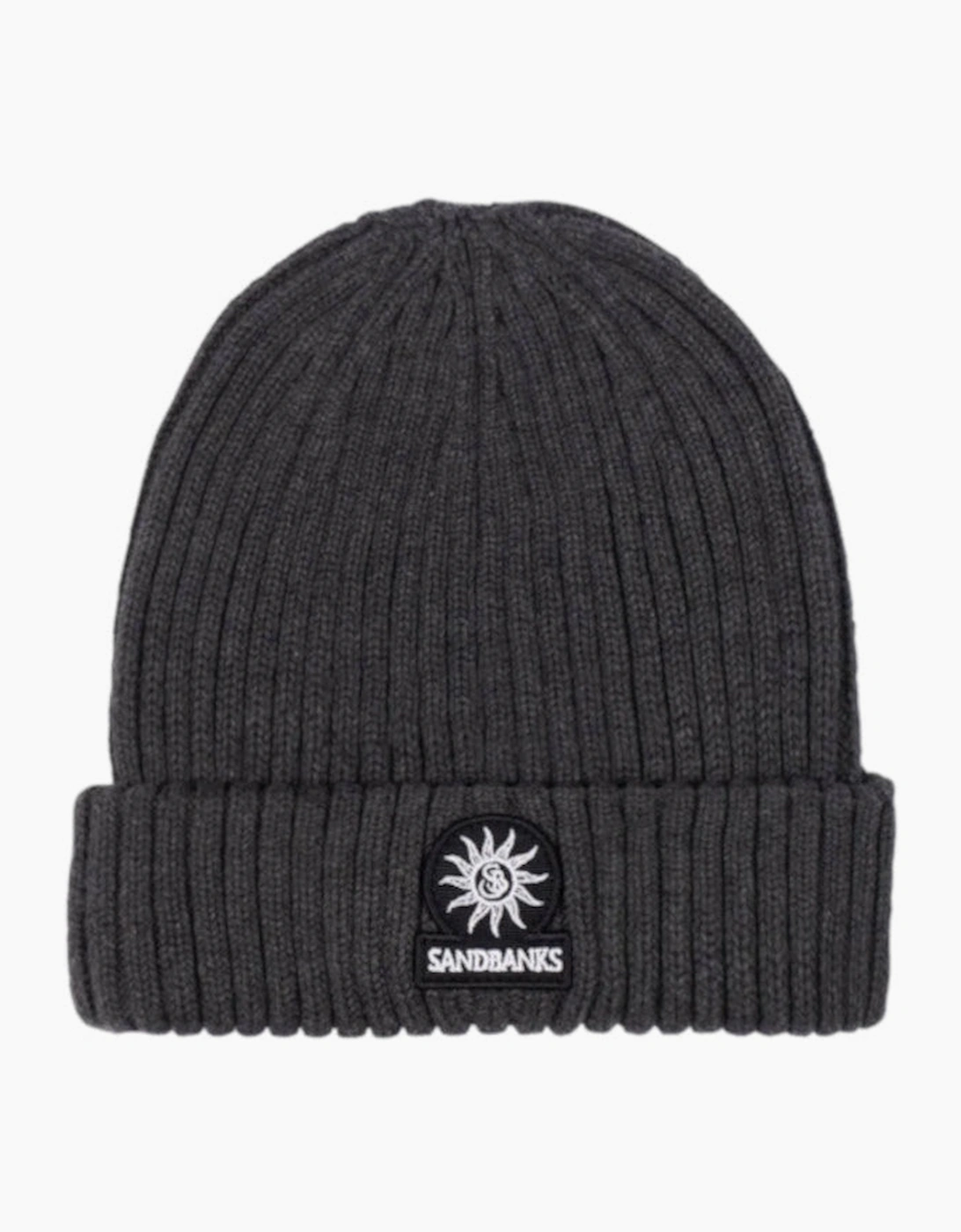 Men's Sandbanks Merino Wool Ribbed Beanie Anthracite - Black - Size: ONE size
