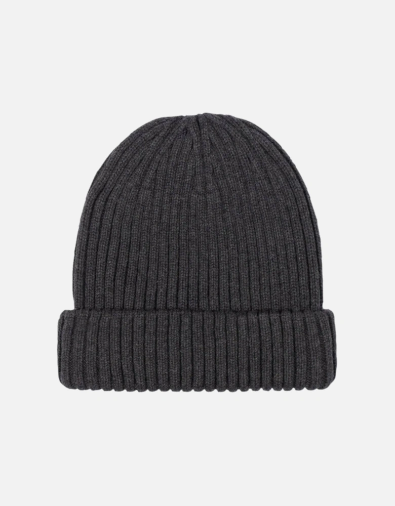 Merino Wool Ribbed Beanie Anthracite