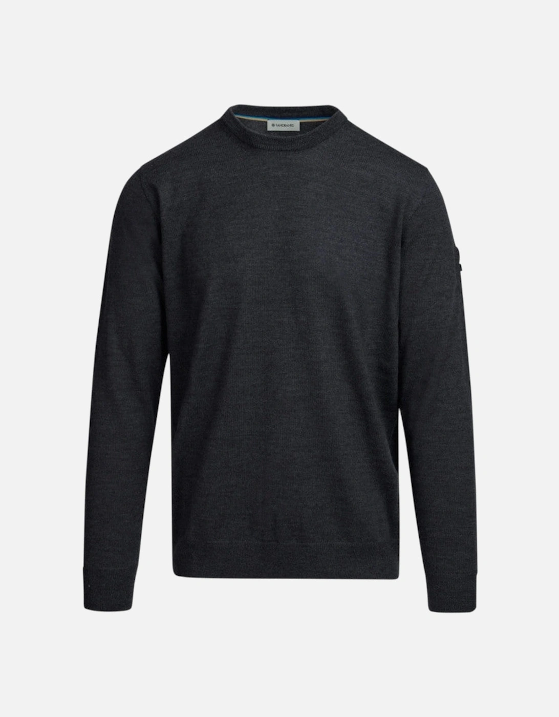Men's Sandbanks Merino Crew Neck Jumper Anthracite - Black - Size: 40