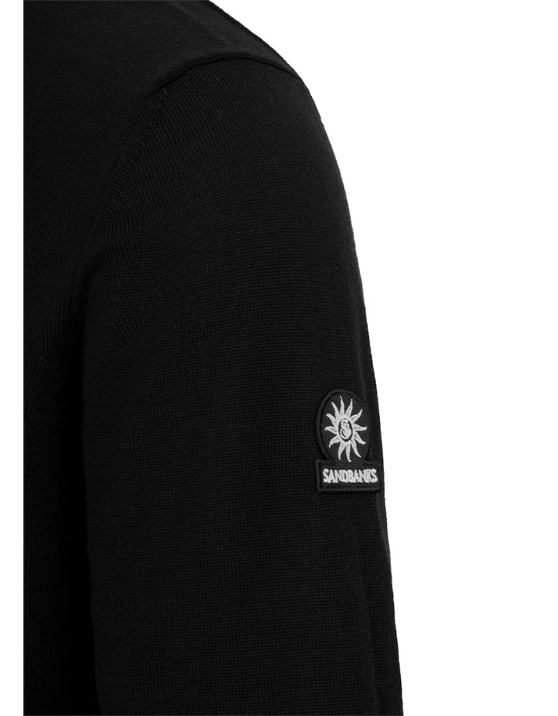 Merino Wool Zip Polo Shirt  Black