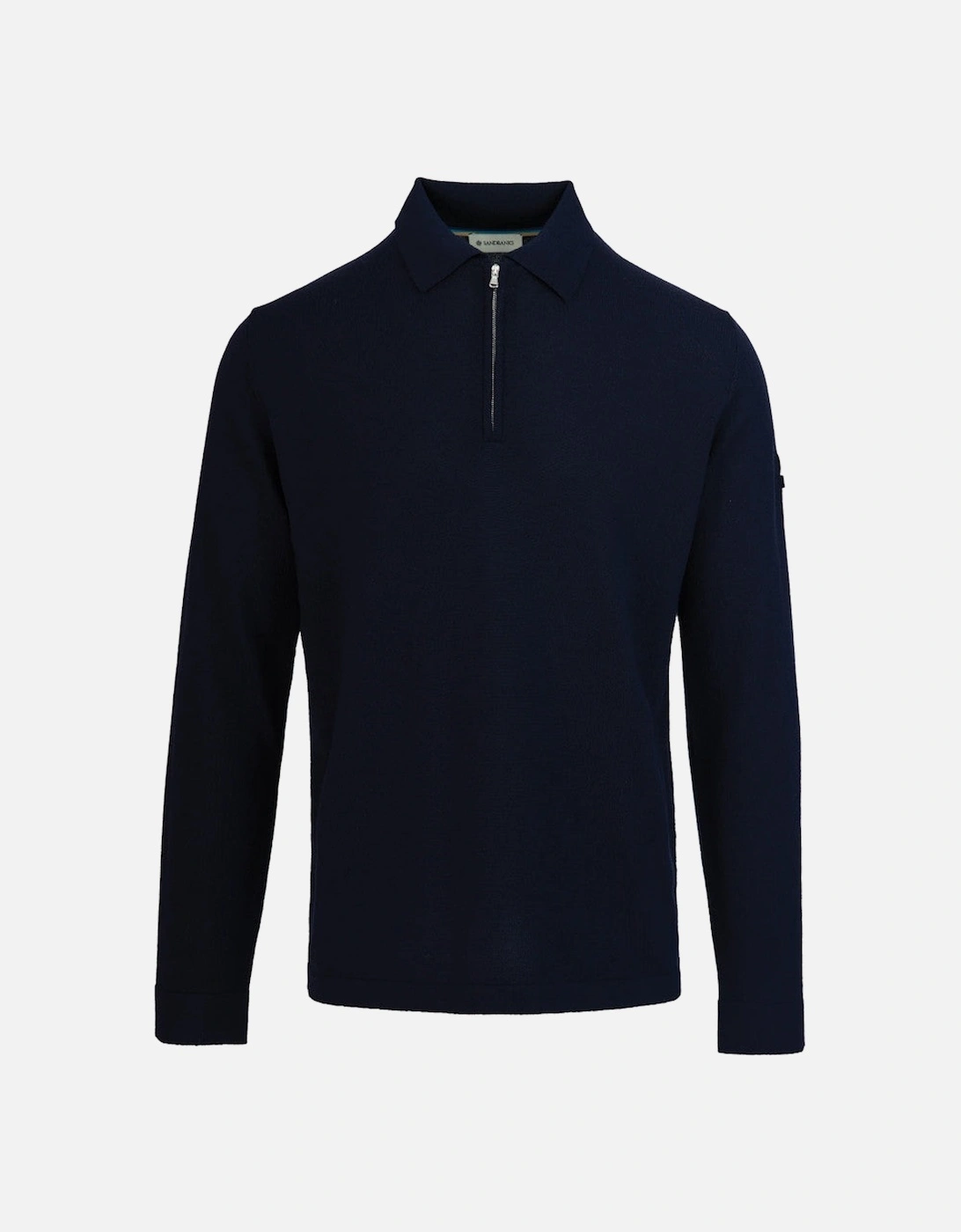 Merino Wool Zip Polo Shirt  Navy, 4 of 3