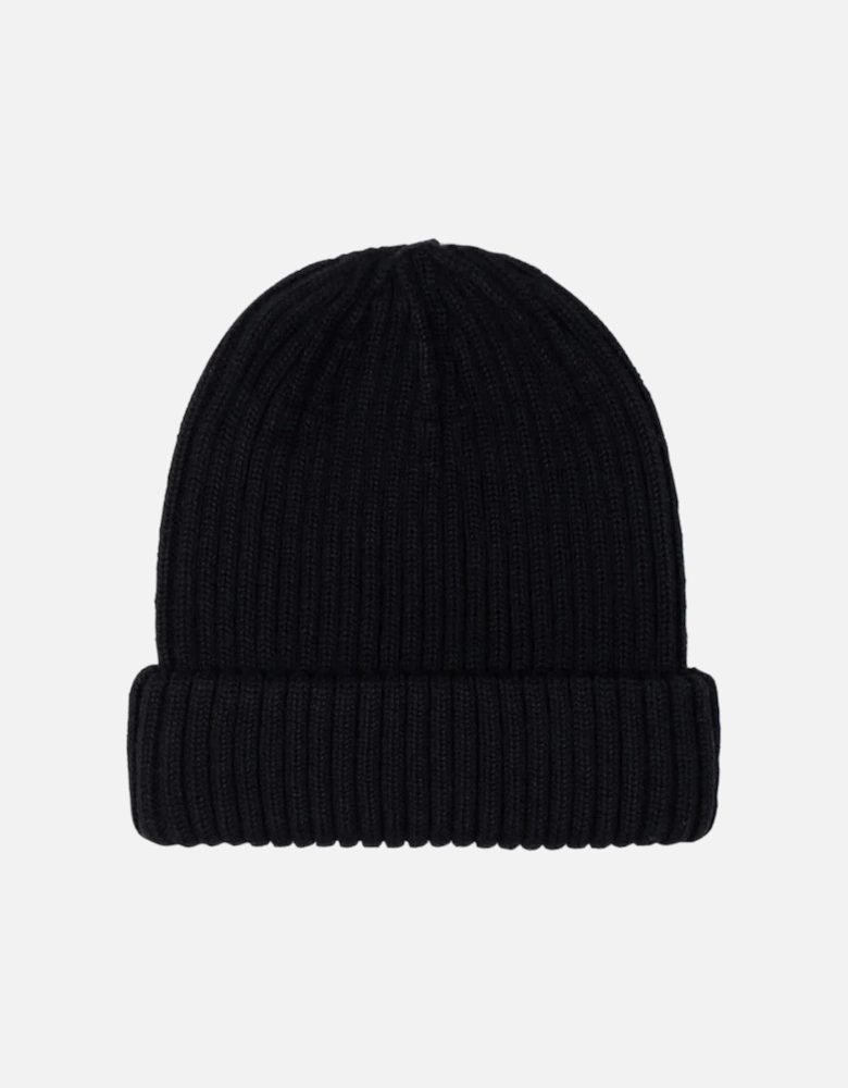 Merino Wool Ribbed Beanie Black