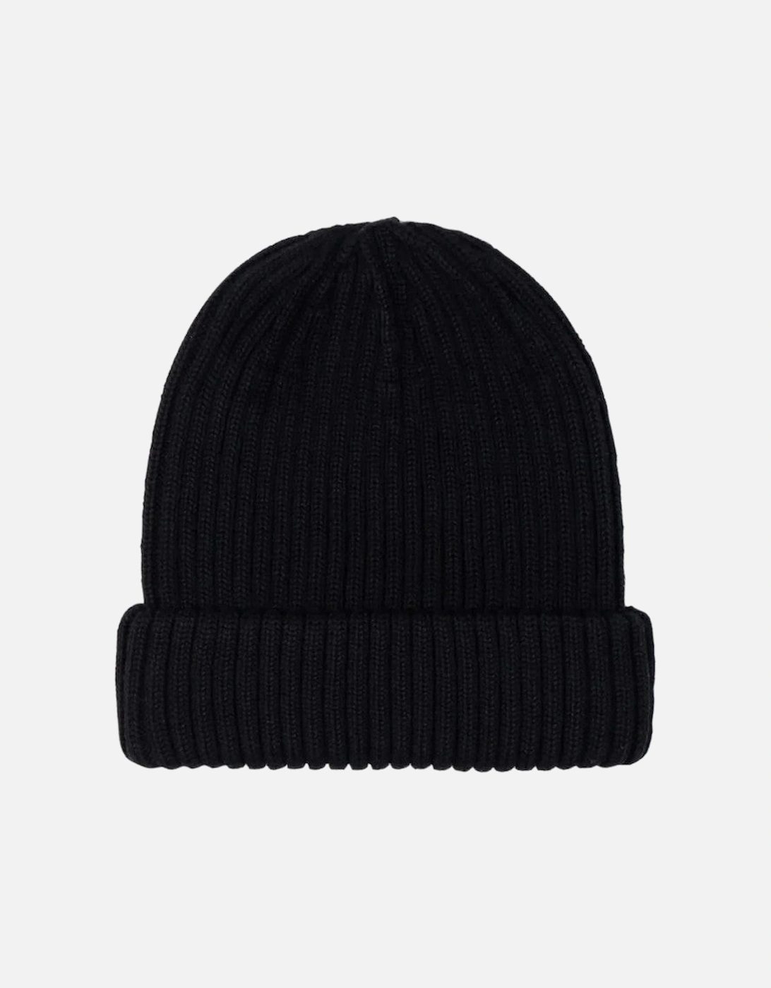 Merino Wool Ribbed Beanie Black