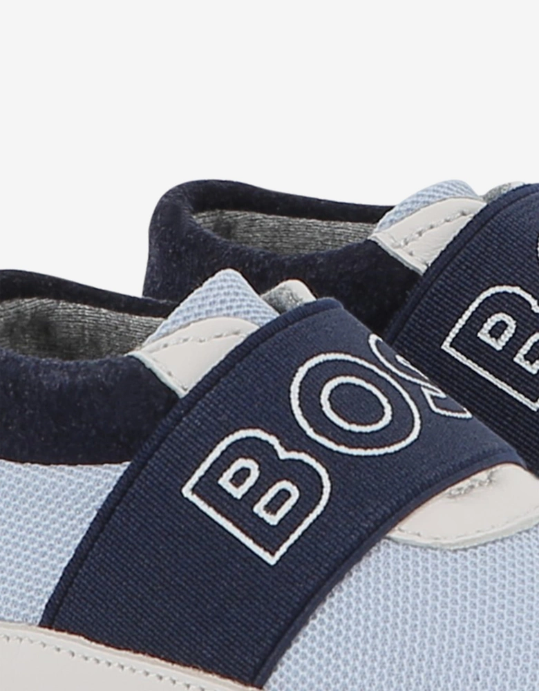 BOSS Baby Boys Leather Logo Pre-Walkers in Navy