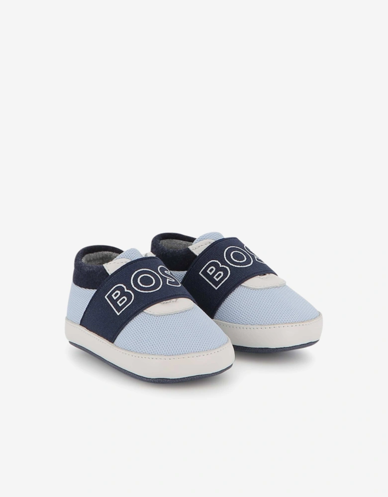 BOSS Baby Boys Leather Logo Pre-Walkers in Navy