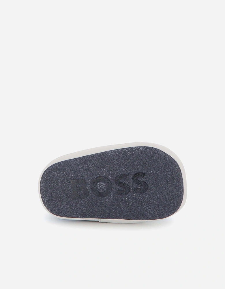 BOSS Baby Boys Leather Logo Pre-Walkers in Navy