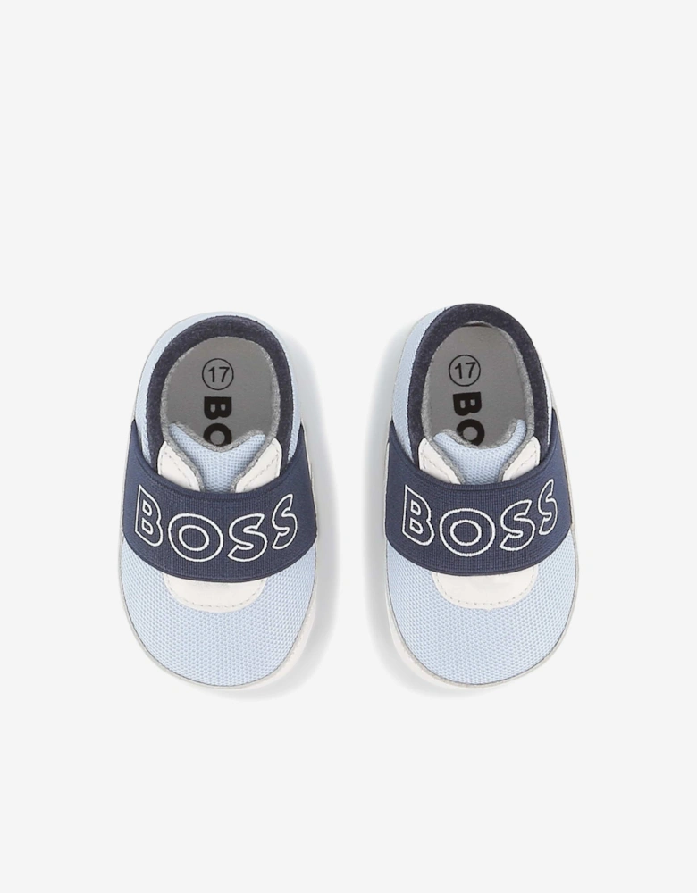 BOSS Baby Boys Leather Logo Pre-Walkers in Navy