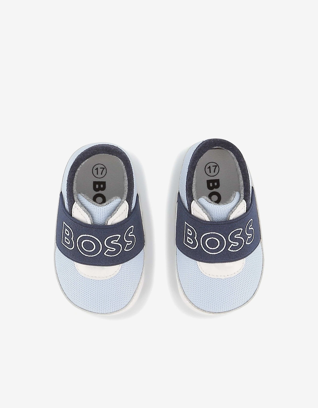 BOSS Baby Boys Leather Logo Pre-Walkers in Navy