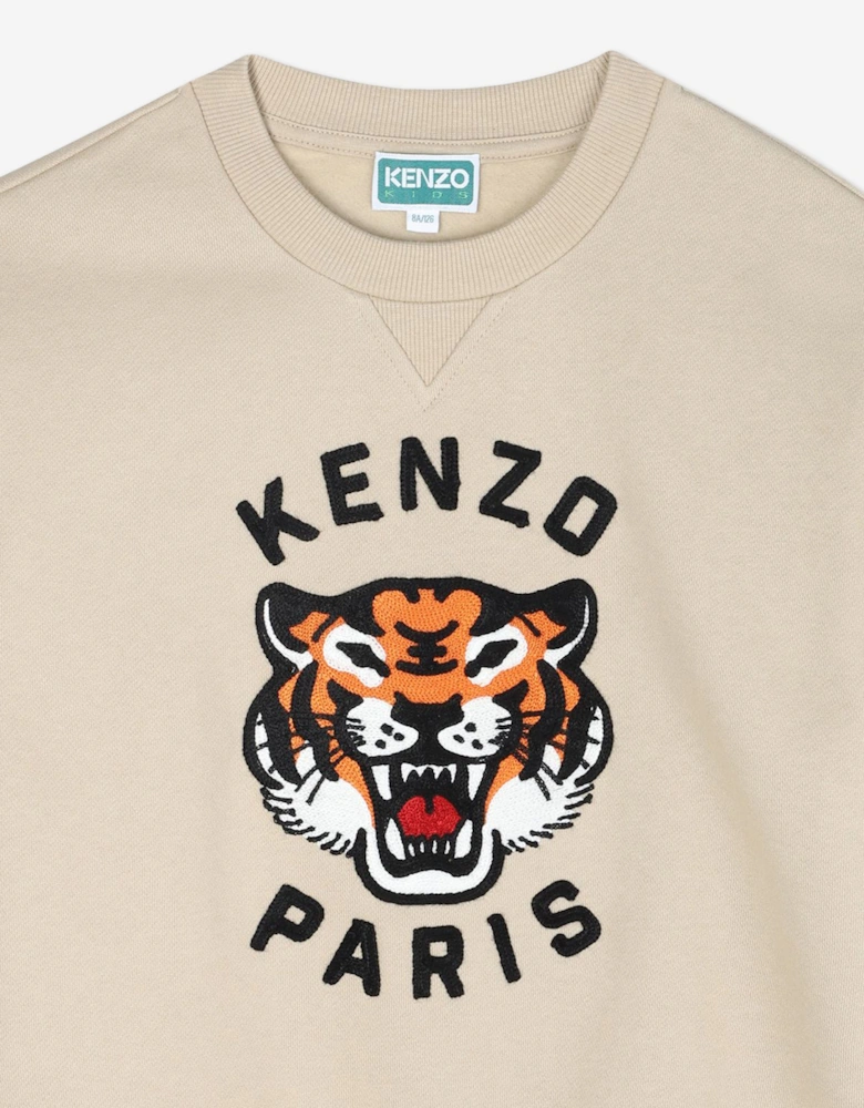 Boys Lucky Tiger Sweatshirt in Ivory
