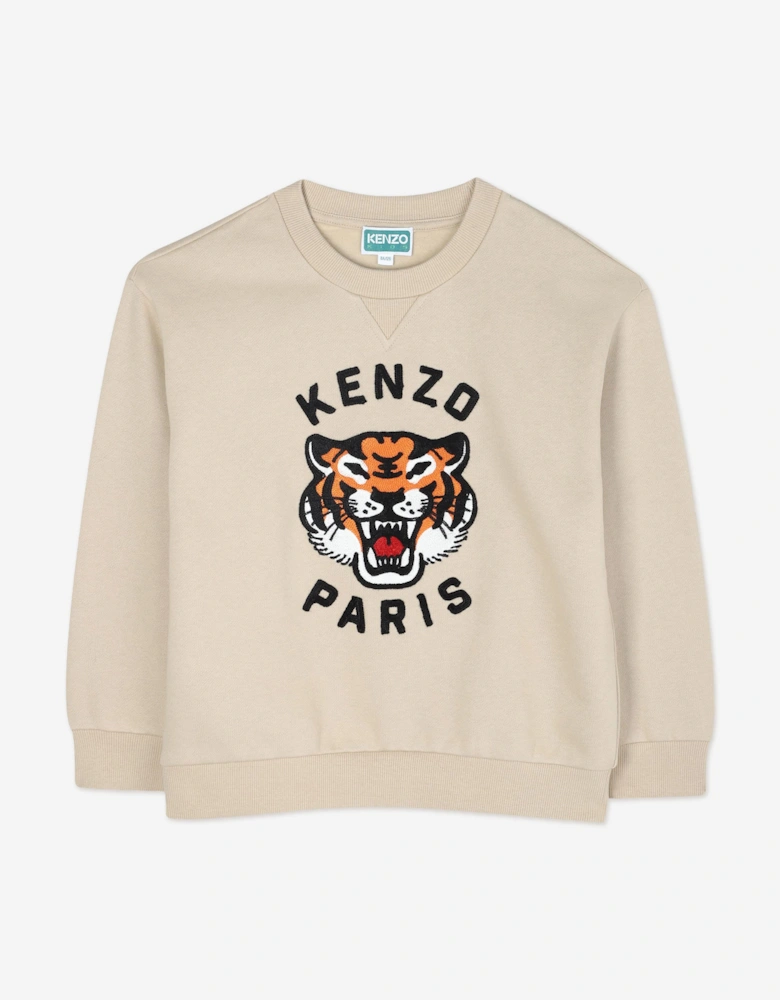 Boys Lucky Tiger Sweatshirt in Ivory