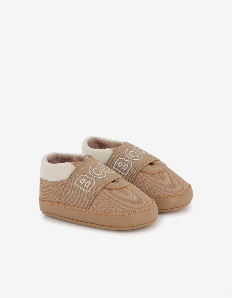 BOSS Baby Leather Logo Pre-Walkers in Brown