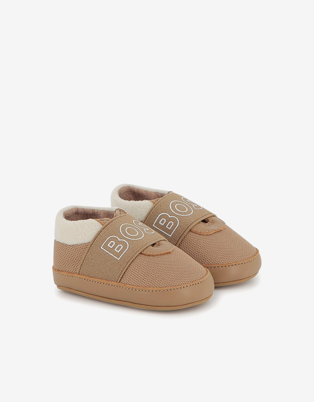 BOSS Baby Leather Logo Pre-Walkers in Brown