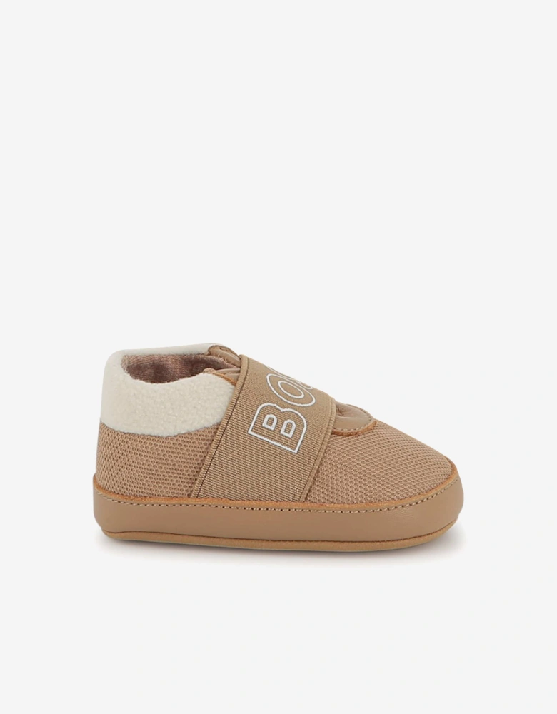 BOSS Baby Leather Logo Pre-Walkers in Brown