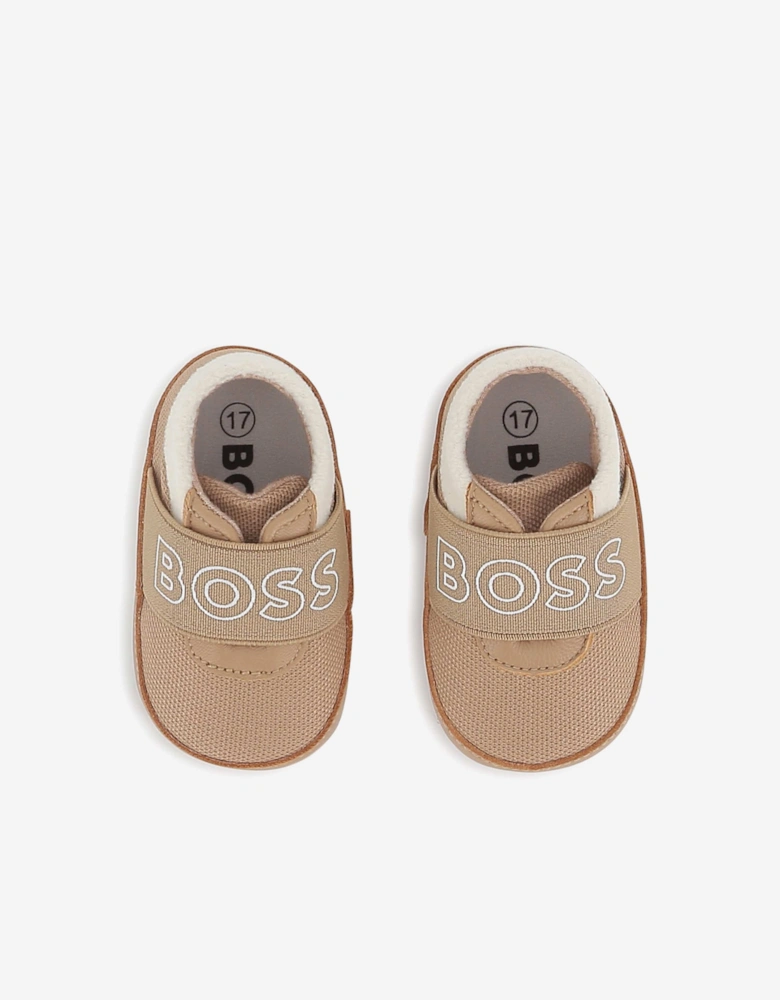 BOSS Baby Leather Logo Pre-Walkers in Brown