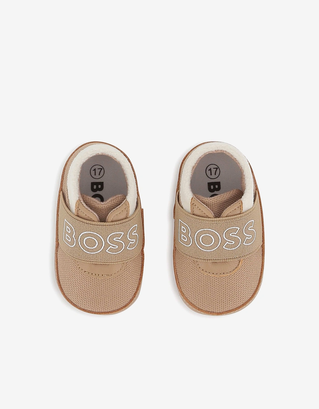 BOSS Baby Leather Logo Pre-Walkers in Brown
