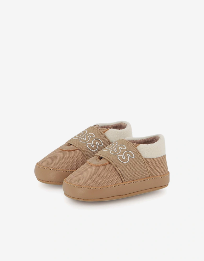 BOSS Baby Leather Logo Pre-Walkers in Brown