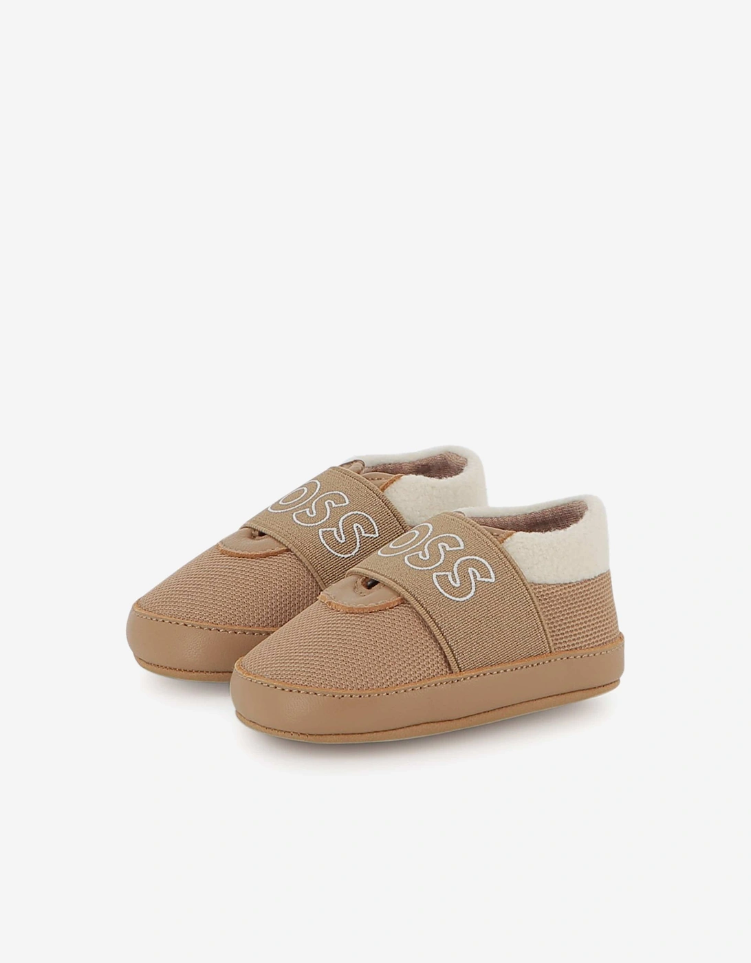 BOSS Baby Leather Logo Pre-Walkers in Brown