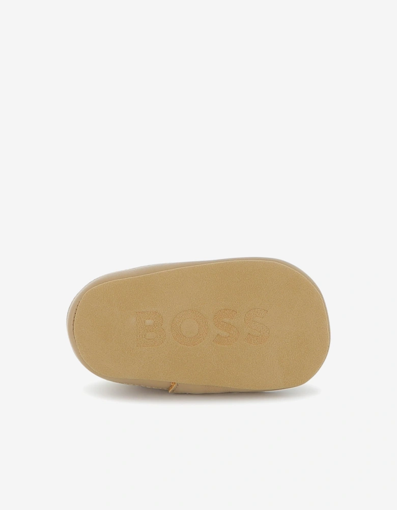 BOSS Baby Leather Logo Pre-Walkers in Brown