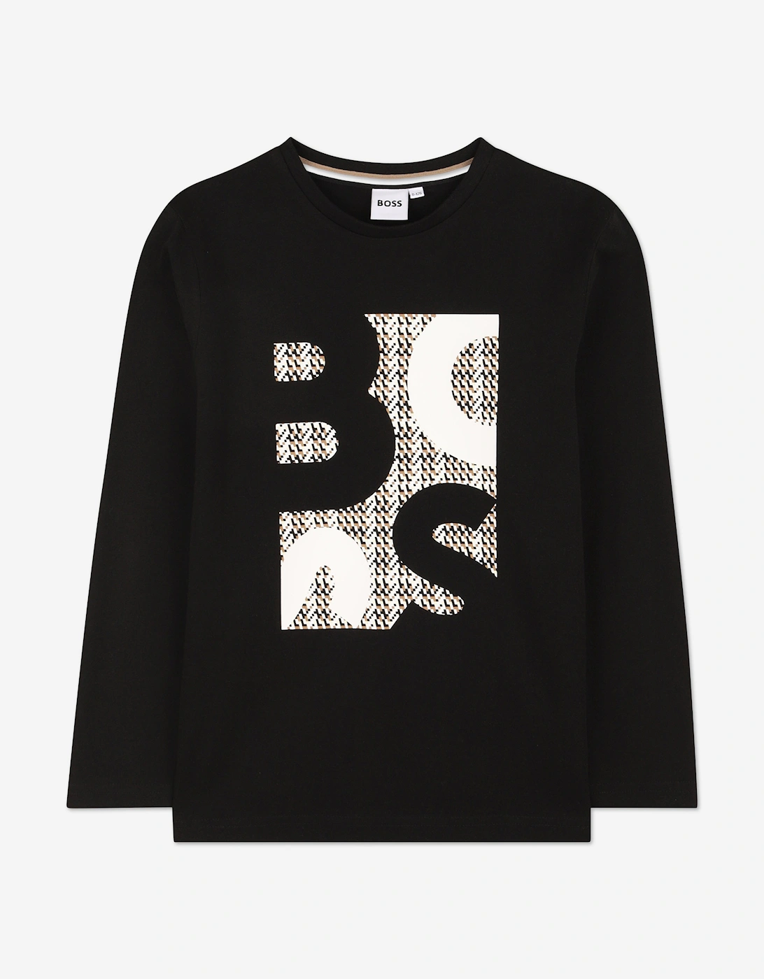 BOSS Boys Long Sleeve Logo T-Shirt in Black, 5 of 4