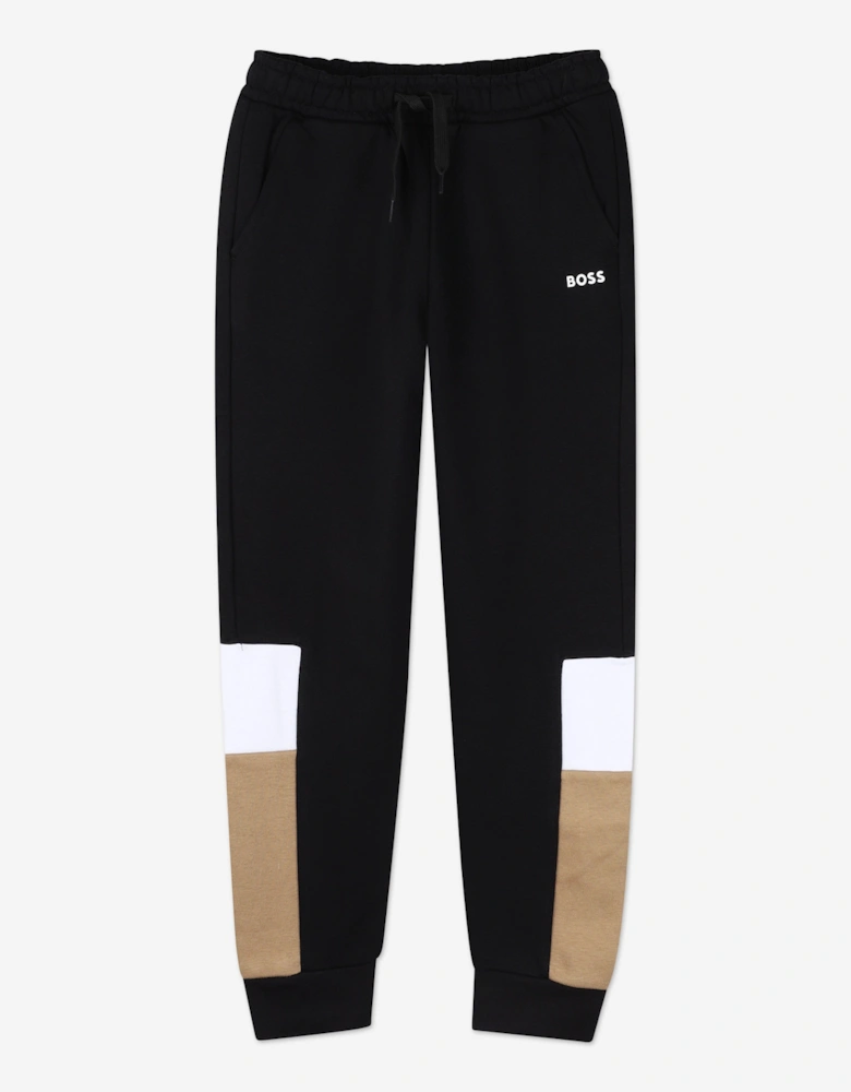 BOSS Boys Logo Print Joggers in Black
