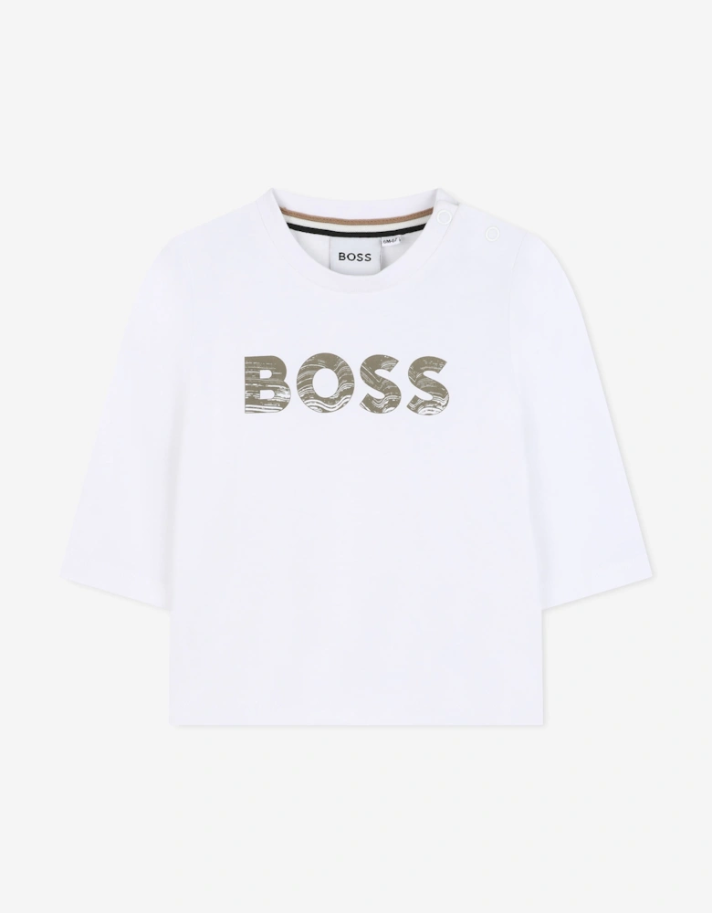 BOSS Baby Boys Long Sleeve Logo T-Shirt in White