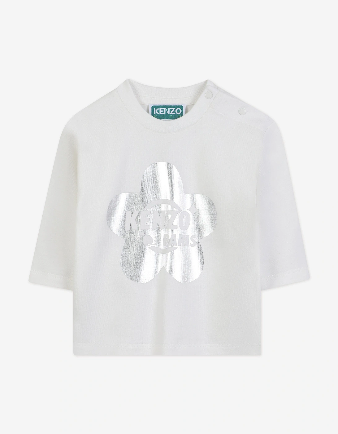 Baby Girls Long Sleeve Logo T-Shirt in Ivory, 4 of 3