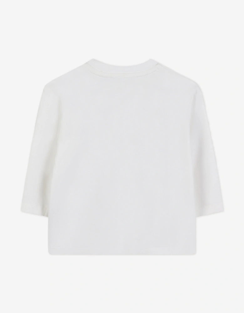 Baby Girls Long Sleeve Logo T-Shirt in Ivory