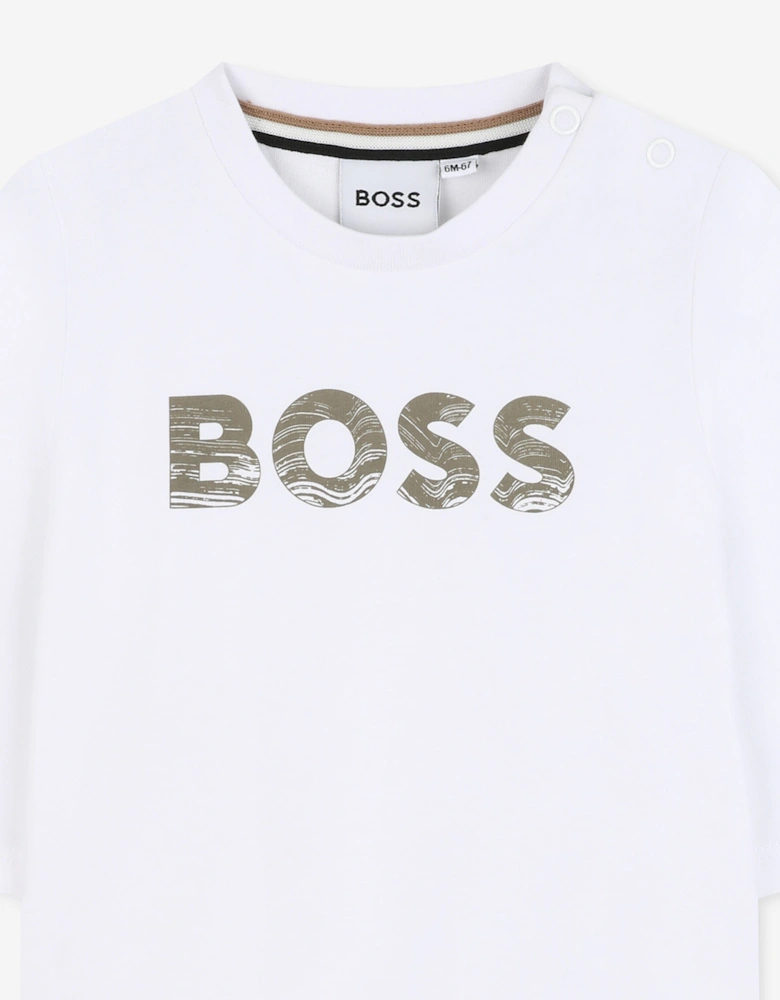 BOSS Baby Boys Long Sleeve Logo T-Shirt in White