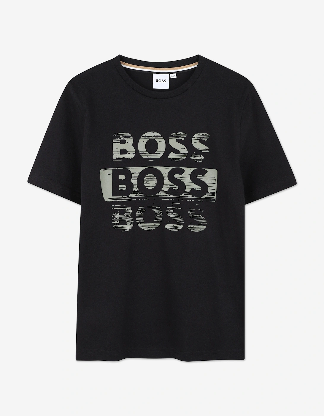 BOSS Boys Logo Print T-Shirt in Black, 5 of 4
