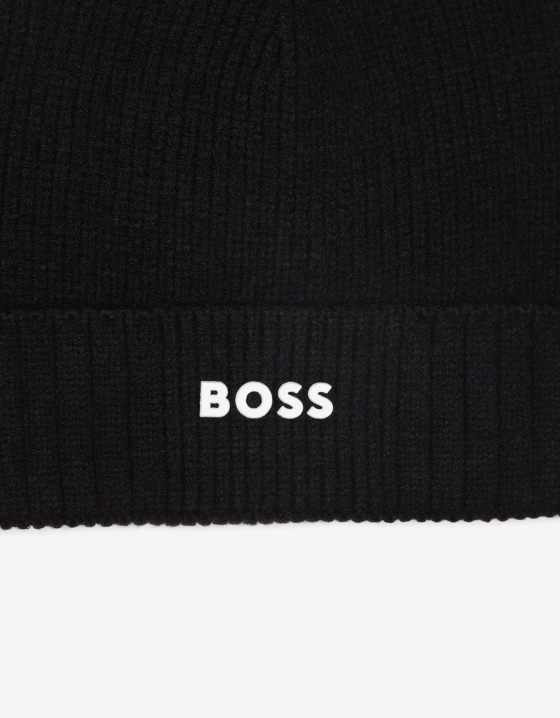 BOSS Boys Knitted Logo Beanie Hat in Black