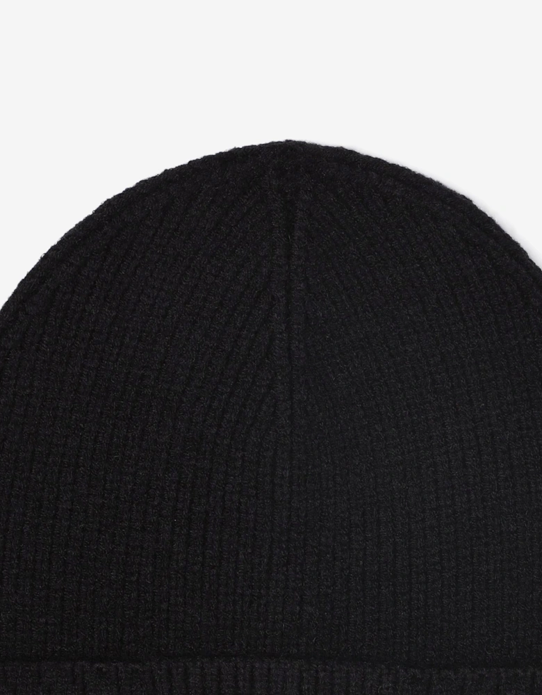 BOSS Boys Knitted Logo Beanie Hat in Black