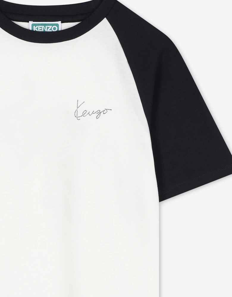 Boys Contrast Logo T-Shirt in Ivory
