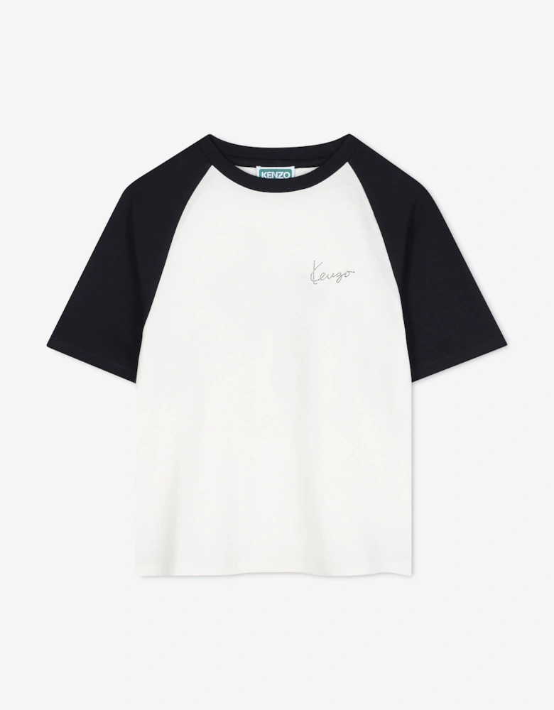 Boys Contrast Logo T-Shirt in Ivory