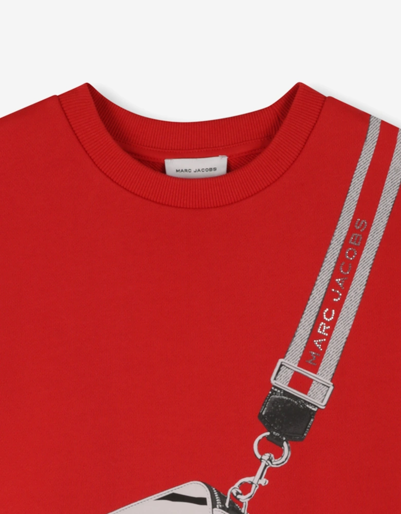 Girls Snapshot Bag Print Dress in Red