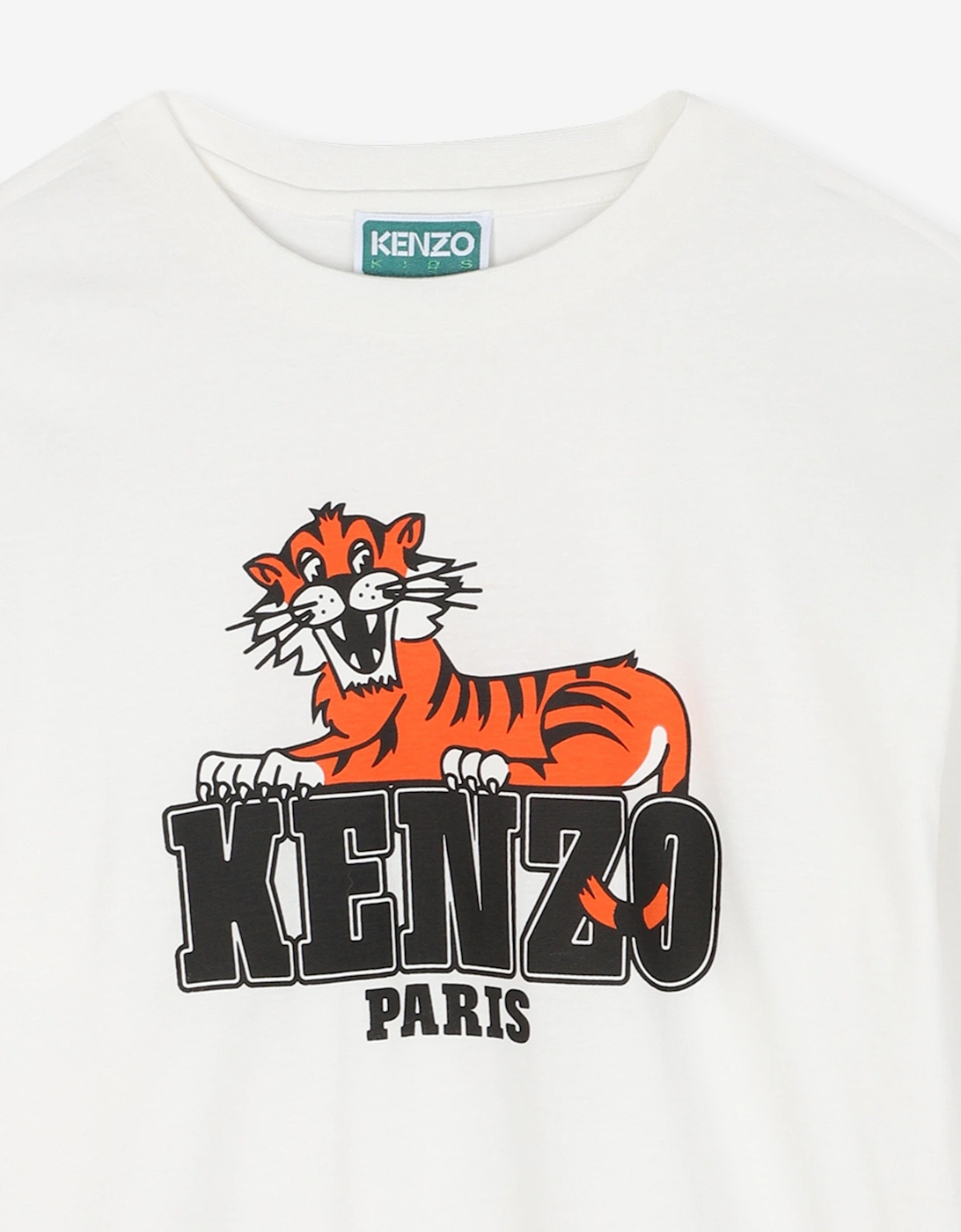 Boys Long Sleeve Tiger Logo T-Shirt in Ivory