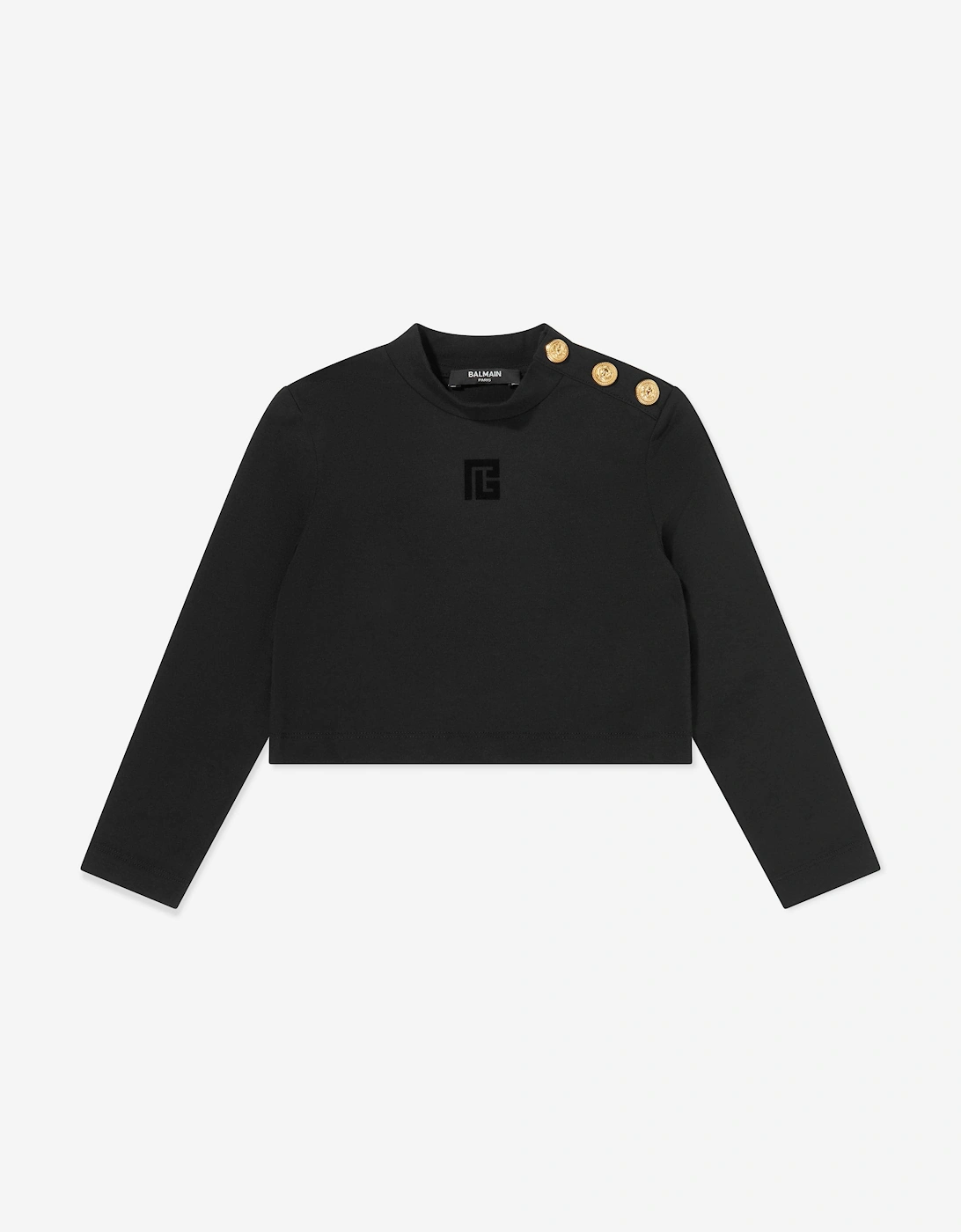 Girls Monogram Logo Top in Black, 5 of 4