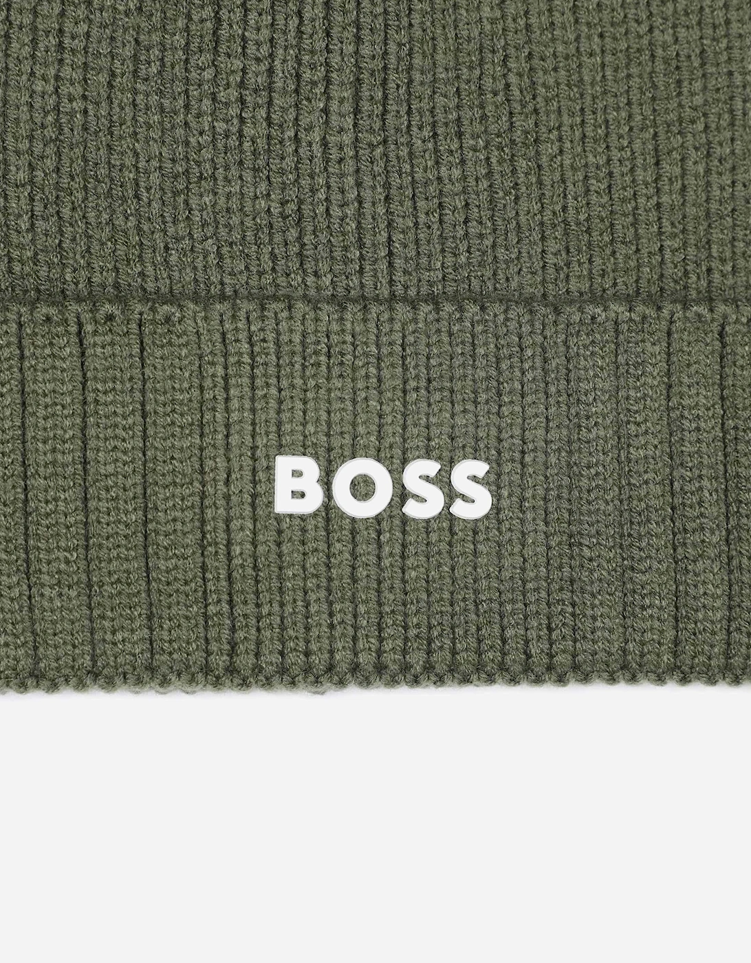 BOSS Boys Knitted Logo Beanie Hat in Green
