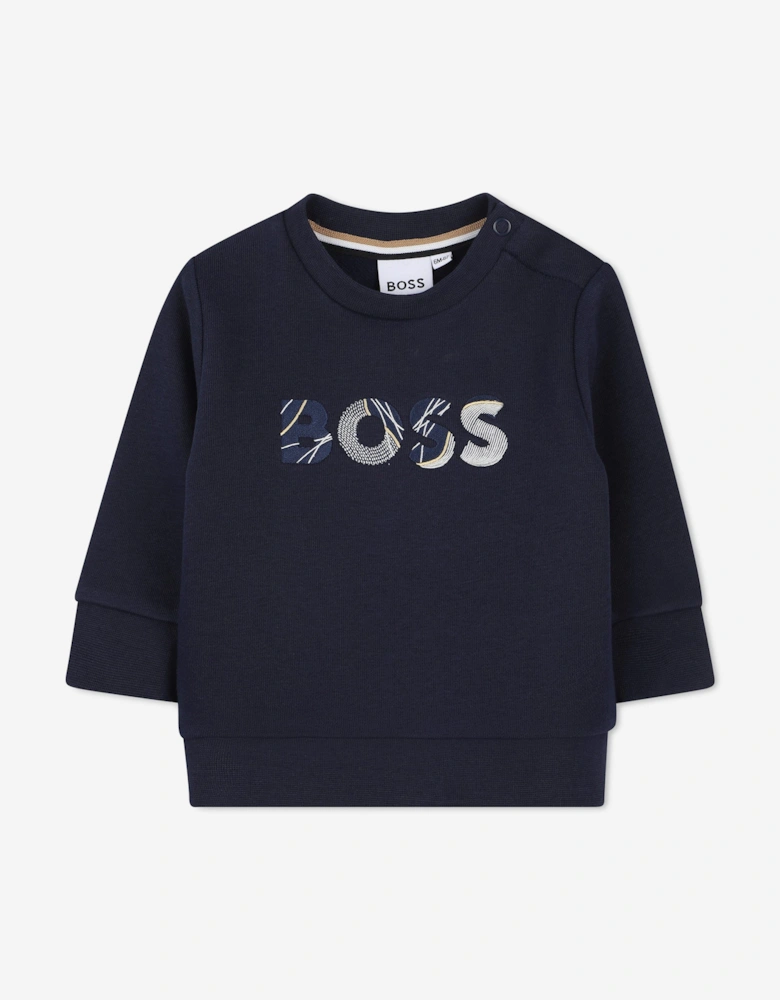 BOSS Baby Boys Embroidered Logo Sweatshirt in Navy
