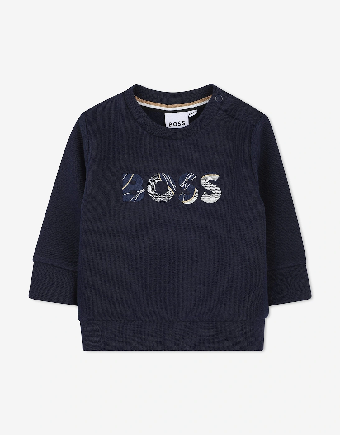 BOSS Baby Boys Embroidered Logo Sweatshirt in Navy, 5 of 4