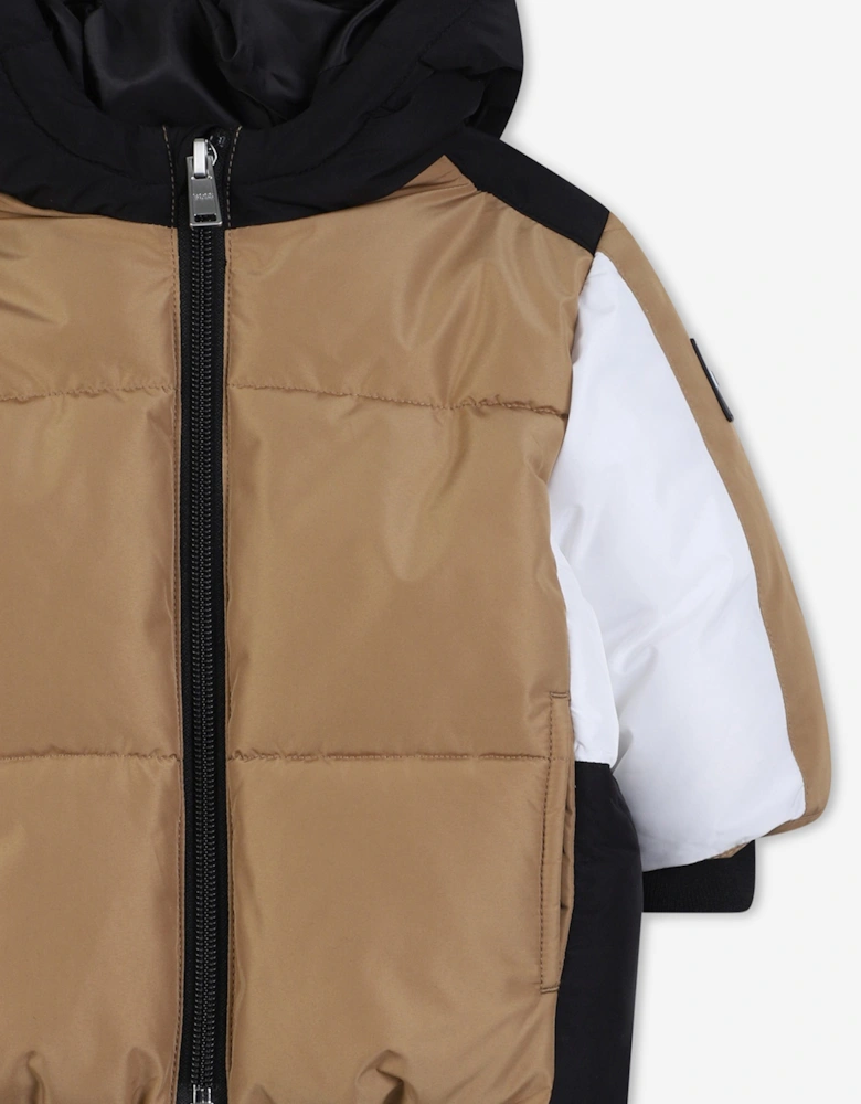 BOSS Baby Boys Hooded Puffer Jacket in Brown