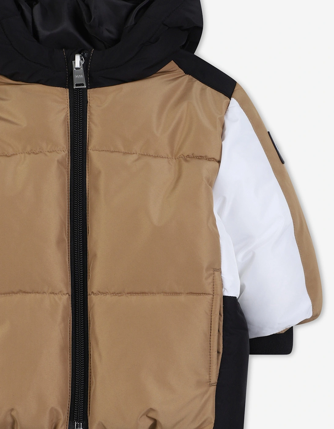 BOSS Baby Boys Hooded Puffer Jacket in Brown