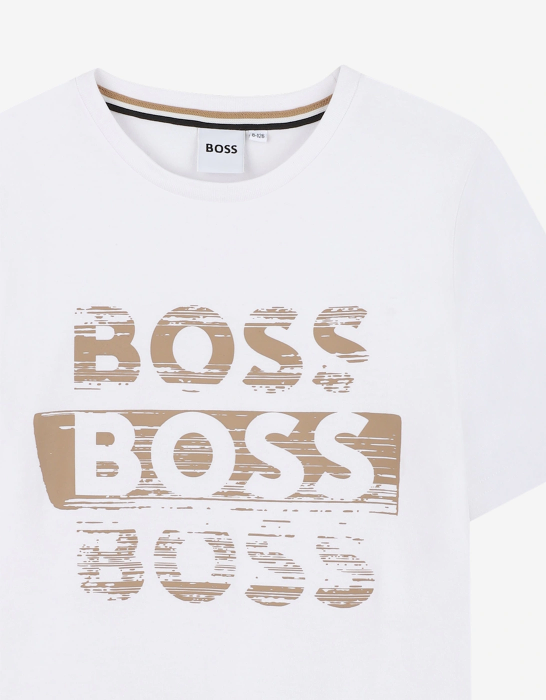 BOSS Boys Logo Print T-Shirt in White